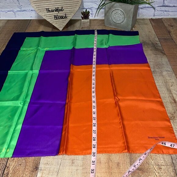 VINTAGE BIANCHINI FERIER PARIS GEOMETRIC ART SILK SCARF COLORBLOCK MULTI - Picture 10 of 10